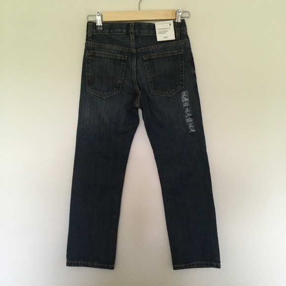 Boys Gap Kids Denim Jeans Slim Straight Adjustable Waist Blue Sz 8 Dark Wash NWT - Picture 3 of 16